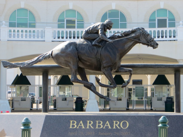 An amazing statue - all 4 of Barbaro's feet are off the ground.  