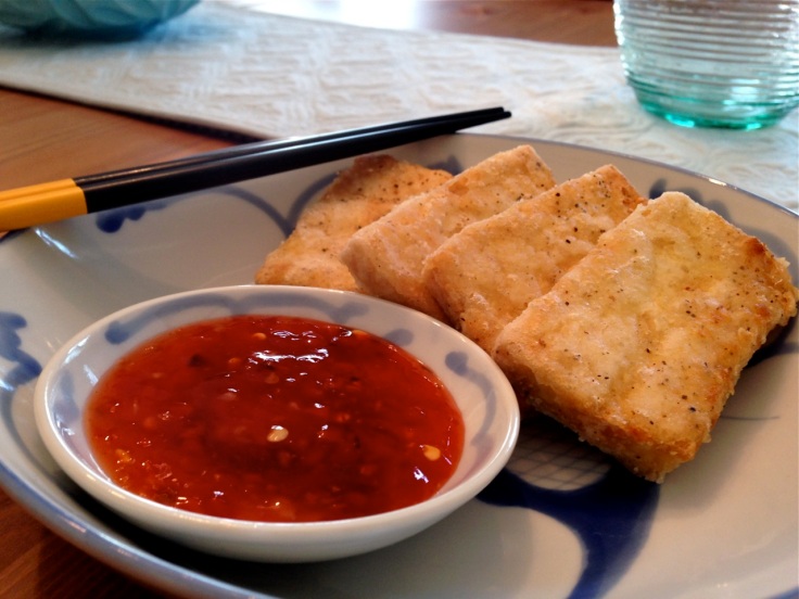 Impossibly crunchy fried tofu with a sweet-spicy dipping sauce